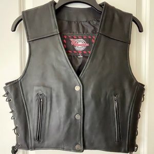 Milwaukee Leather Women's Black Leather Vest with Side Laces